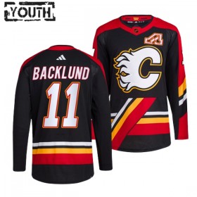 Lasten NHL Calgary Flames Pelipaita Mikael Backlund 11 Reverse Retro 2.0 Adidas 2022-23 Musta Authentic